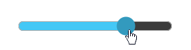 A range input slider with a hand-shaped mouse pointer on the slider thumb